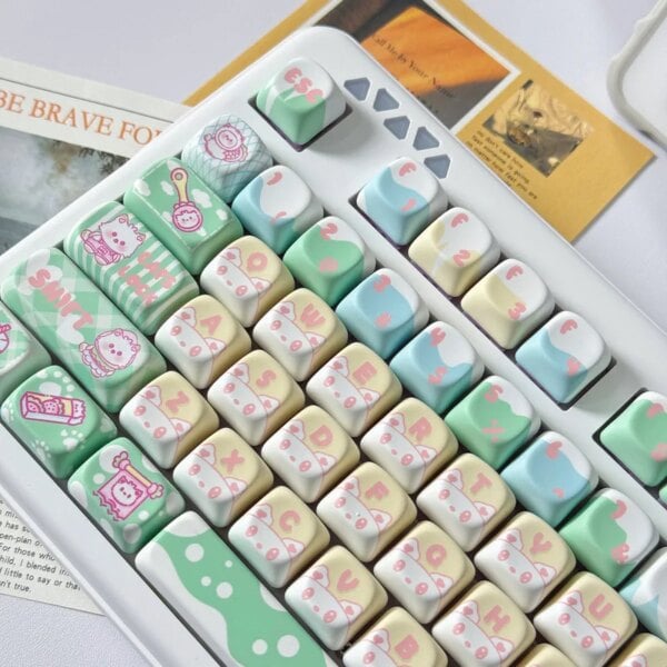 Kawaii Mao Profile Strawberry Cat Theme Keycaps (126 keys)
