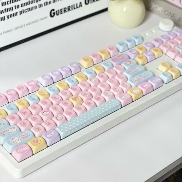 Kawaii Mao Profile Candy Theme Bear Pastel Keycaps (131 Keys)
