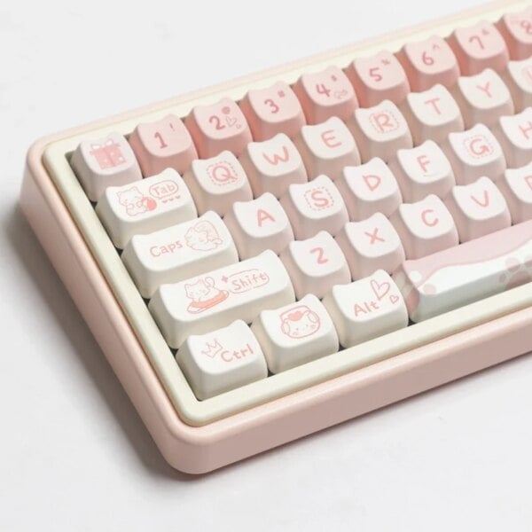Kawaii MAO Profile Pink Kitten Party Keycaps (134 Keys)