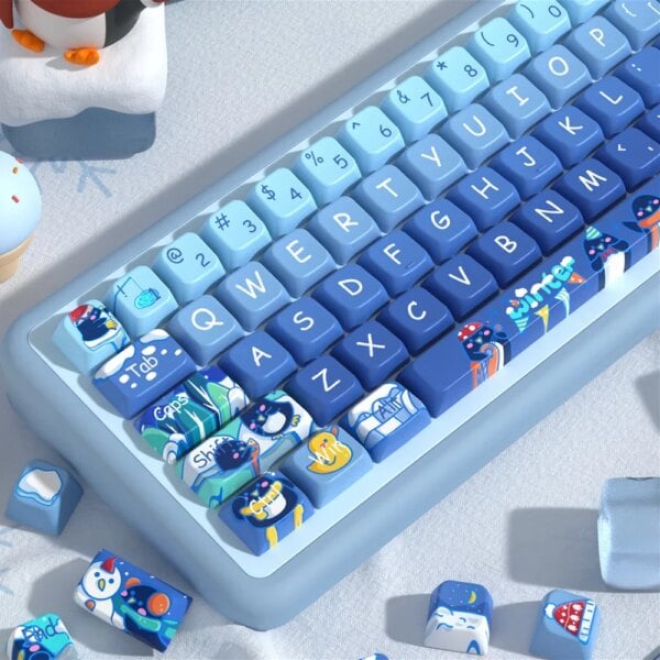 Kawaii MDA Profile Ice Penguin Winter Theme Keycaps (158 Keys)