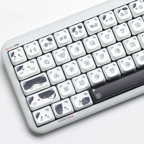 Kawaii Black White Themed Kitten Mao Profile Keycaps (134 Keys)