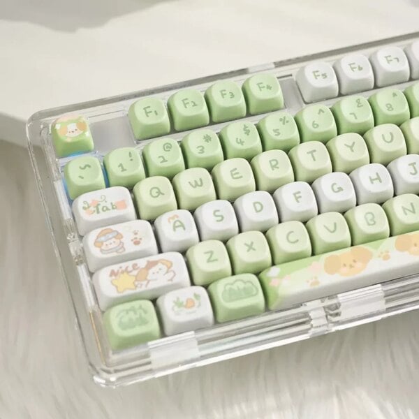 Kawaii Matcha Puppy Mao Profile Keycaps (95 Keys) - Limited Edition