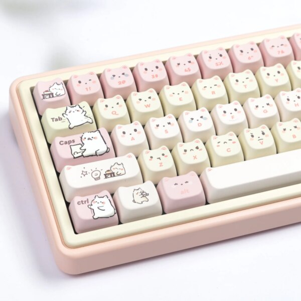 Kawaii Lazy Cat Pastel Mao Profile Keycaps (140 Keys) - Limited Edition