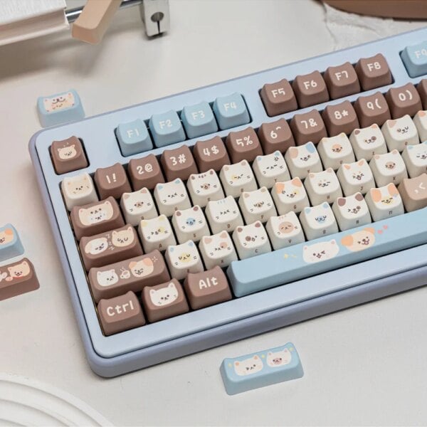 Kawaii Pastel Cats Dessert Mao Profile Keycaps (130 Keys)